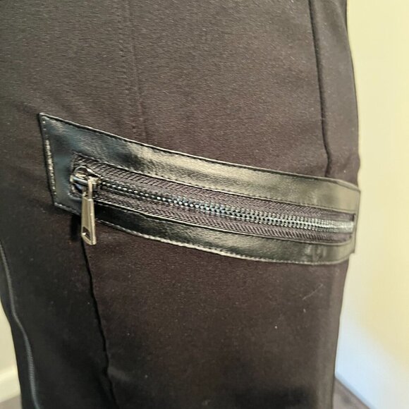 As U Wish Black Faux Leather Trimmed Bodycon Zip Front Ponte Dress, Size 4 - Picture 15 of 16